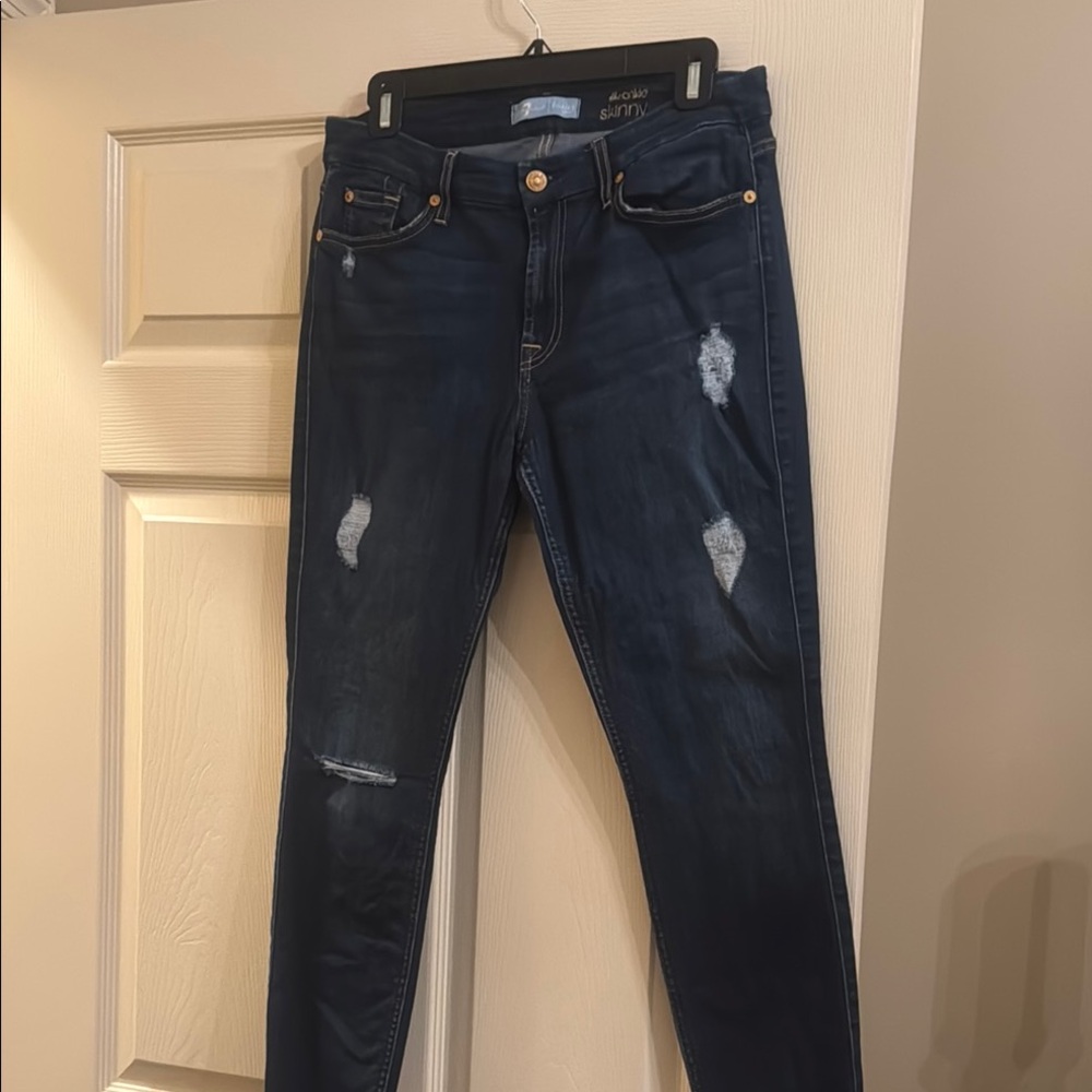 Dark Blue Distressed Jeans